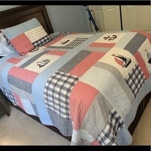 Pottery Barn full size nautical bedding set.